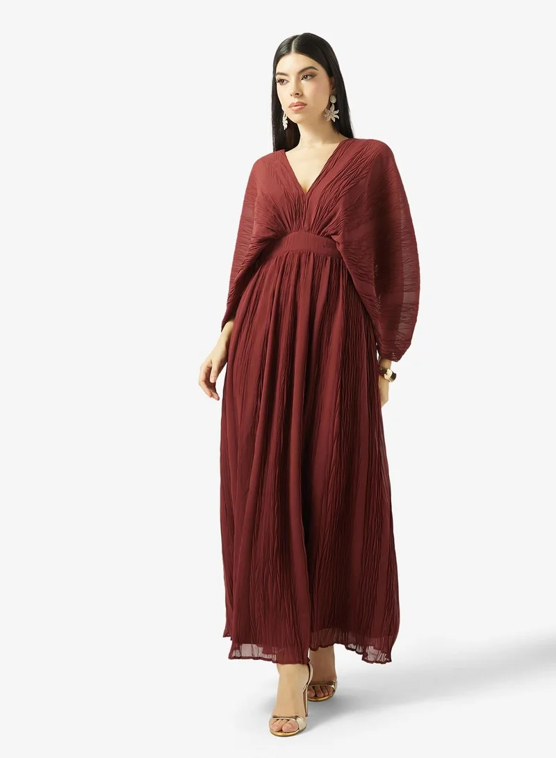 VERO MODA Short Sleeve Plisse Midi Dress